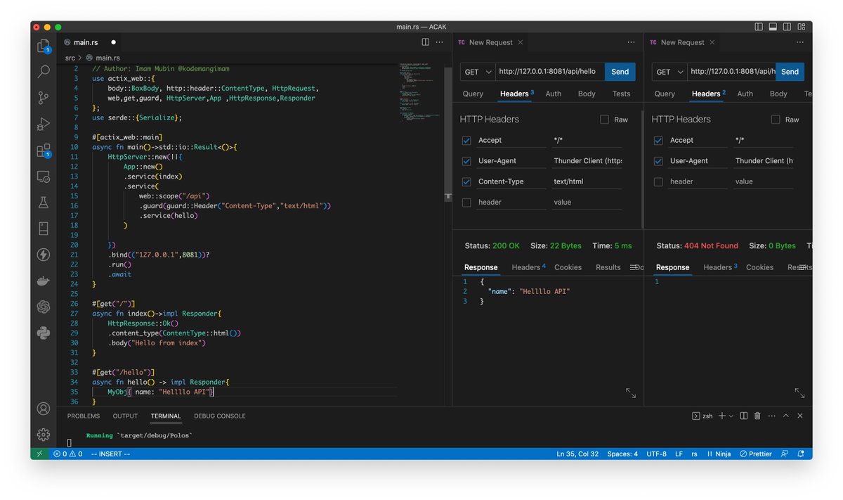 kodemangimam's tweet image. protected #web on #rust #actix_web with guard::header 
#webdeveloper
#rustlang #webdevelopment