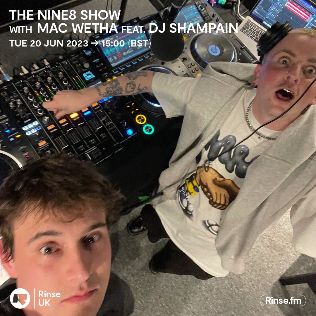 RinseFM's tweet photo. LIVE: it's #TheNiNE8Show with #MacWetha feat. @dj_shampain on https://t.co/6hLtrLYXyq + 106.8FM
#RinseFM https://t.co/lq0sISx2nB