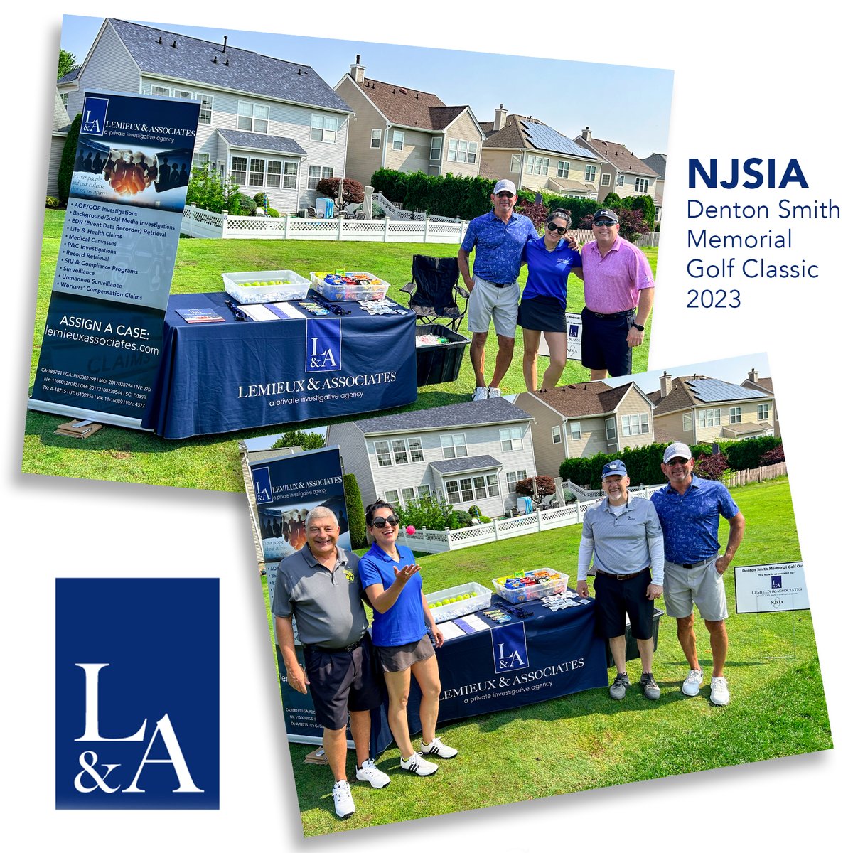 LemieuxAssoc's tweet photo. What a beautiful day for the #NJSIA Denton Smith Memorial Golf Classic! Bob Molnar, Jennifer Wright, and Brian White continue L&A's tradition of supporting this great event at Knob Hill Golf Club.
#njsia #golftournament #privateinvestigations #leadership #specialinvestigators https://t.co/G39HEwiI4O