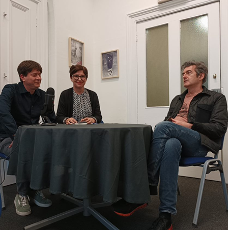 UCLPACT's tweet photo. Pleased to announce that our podcast ‘Left to be Desired’ is now live. In ep #1, Maja &amp; @ReubenFowkes  talk to artist @ORessler Oliver Ressler, on view at @The_Showroom_ 
Tune in via link in bio!
#lefttobedesired #oliverressler #podcast #socialistanthropocene #ClimateCrisis #art https://t.co/zkvHVTxobb