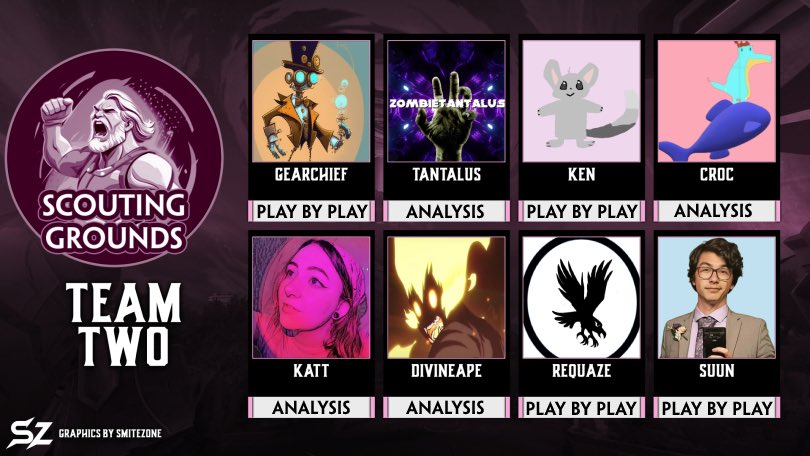 SmiteDraft's tweet photo. Here’s your season 3 scouting grounds casting rosters! We’re super excited for this seasons SG games and the rest of season 3! https://t.co/o4YVWcy6xv