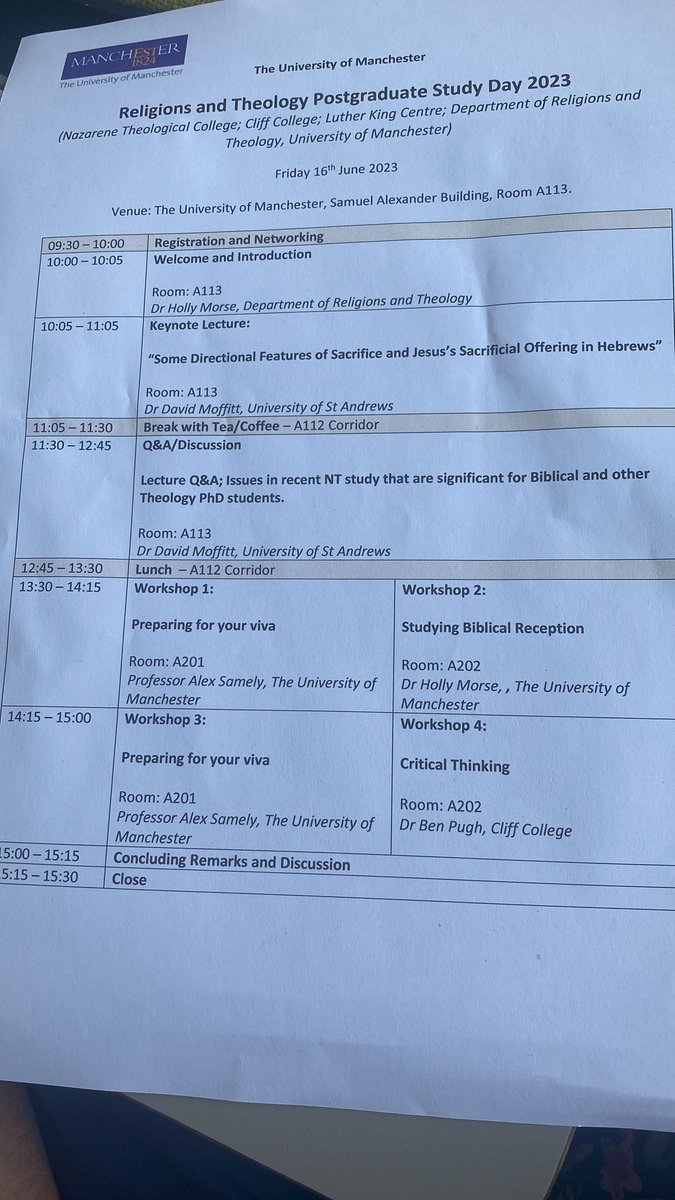 NTC_Manchester's tweet image. Our PhD students are here for their residency! They along with NTC staff took part in PGR Day at @UoMReligion to prepare for their viva and hone in on methods and writing. 

Interested in joining them? Contact us at info@nazarene.ac.uk for more details!

#DiscoverNTC  #PhD