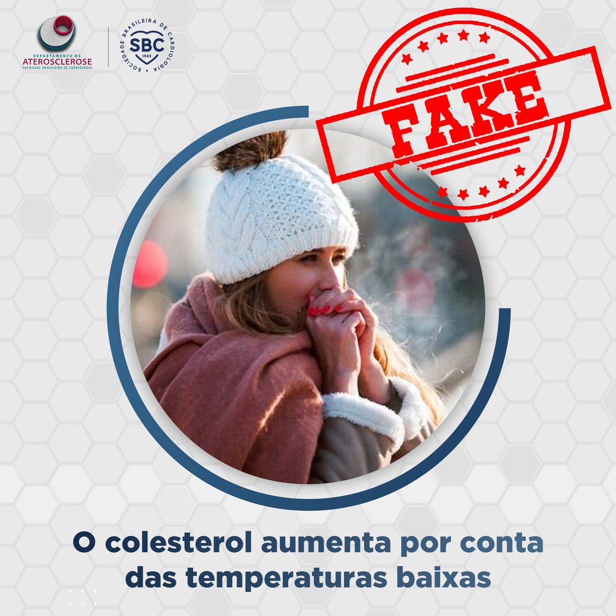 Fake Algumas pessoas acreditam erroneamente que o colesterol aumenta naturalmente no inverno devido à temperatura mais baixa. #sbcda #aterosclerose #dislipidemia #enquetes #metanalise #estatina