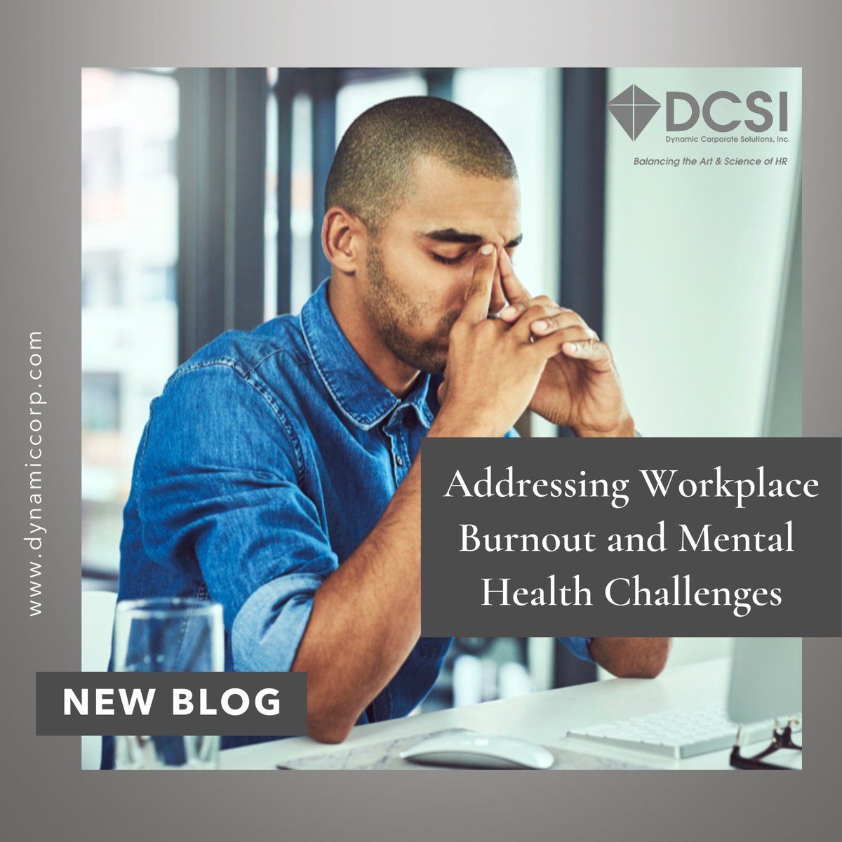 We are tackling workplace burnout and mental health challenges head-on! Our latest blog post provides valuable insights and strategies to address these pressing issues in the workplace. 
dynamiccorp.com/addressing-wor… 

#Workplace #Management #Team #HRBlog #HR #HumanResources #DCSI