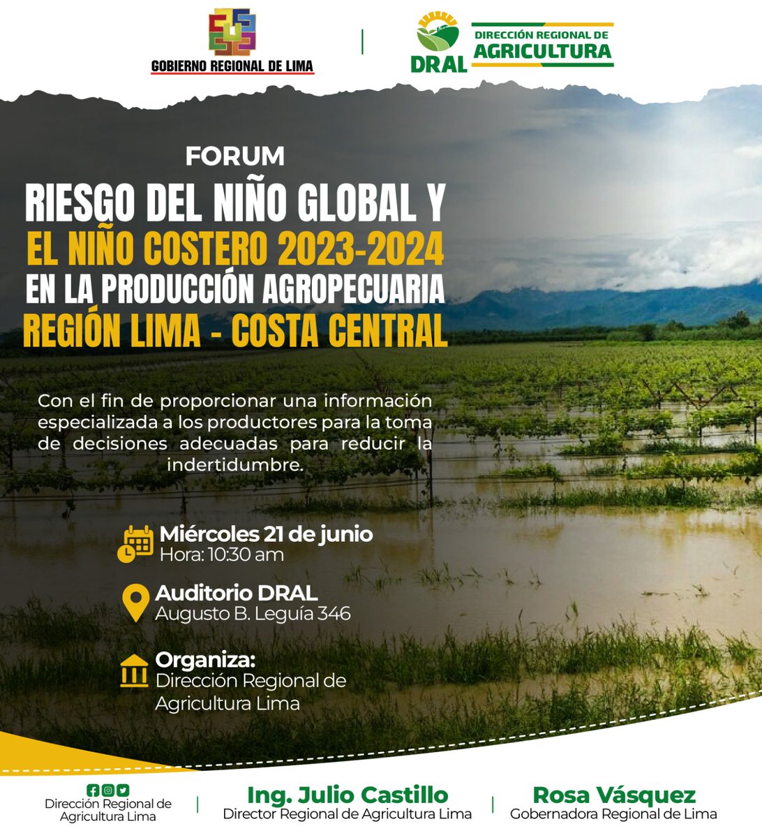 dralimaoficial's tweet photo. 📷 𝐀𝐠𝐞𝐧𝐝𝐚 𝐃𝐑𝐀𝐋 | Este 21 de junio, participa en el forum “𝐑𝐢𝐞𝐬𝐠𝐨 𝐝𝐞𝐥 𝐍𝐢𝐧̃𝐨 𝐆𝐥𝐨𝐛𝐚𝐥 𝐲 𝐞𝐥 𝐍𝐢𝐧̃𝐨 𝐂𝐨𝐬𝐭𝐞𝐫𝐨 𝟐𝟎𝟐𝟑-𝟐𝟎𝟐𝟒 𝐞𝐧 𝐥𝐚 𝐏𝐫𝐨𝐝𝐮𝐜𝐜𝐢𝐨́𝐧 𝐀𝐠𝐫𝐨𝐩𝐞𝐜𝐮𝐚𝐫𝐢𝐚 𝐑𝐞𝐠𝐢𝐨́𝐧 𝐋𝐢𝐦𝐚 - 𝐂𝐨𝐬𝐭𝐚 𝐂𝐞𝐧𝐭𝐫𝐚𝐥❞ https://t.co/cajHV0IarX