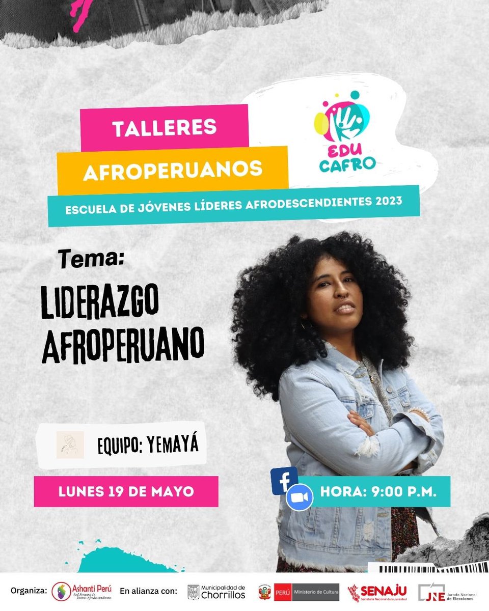 ashantiperu's tweet photo. 📣Les invitamos al taller que brindará el equipo “YEMAYÁ" conformado por becarios de la Escuela de Jóvenes Líderes Afrodescendientes 2023 – Educafro.
Tema: Liderazgo Afroperuano
📅: Lunes 19 de junio
⏰ Hora: 9:00 p.m.
#AshantiPerú #orgullosamenteafrodescendientes #Educafro https://t.co/uCGAfT2k4x