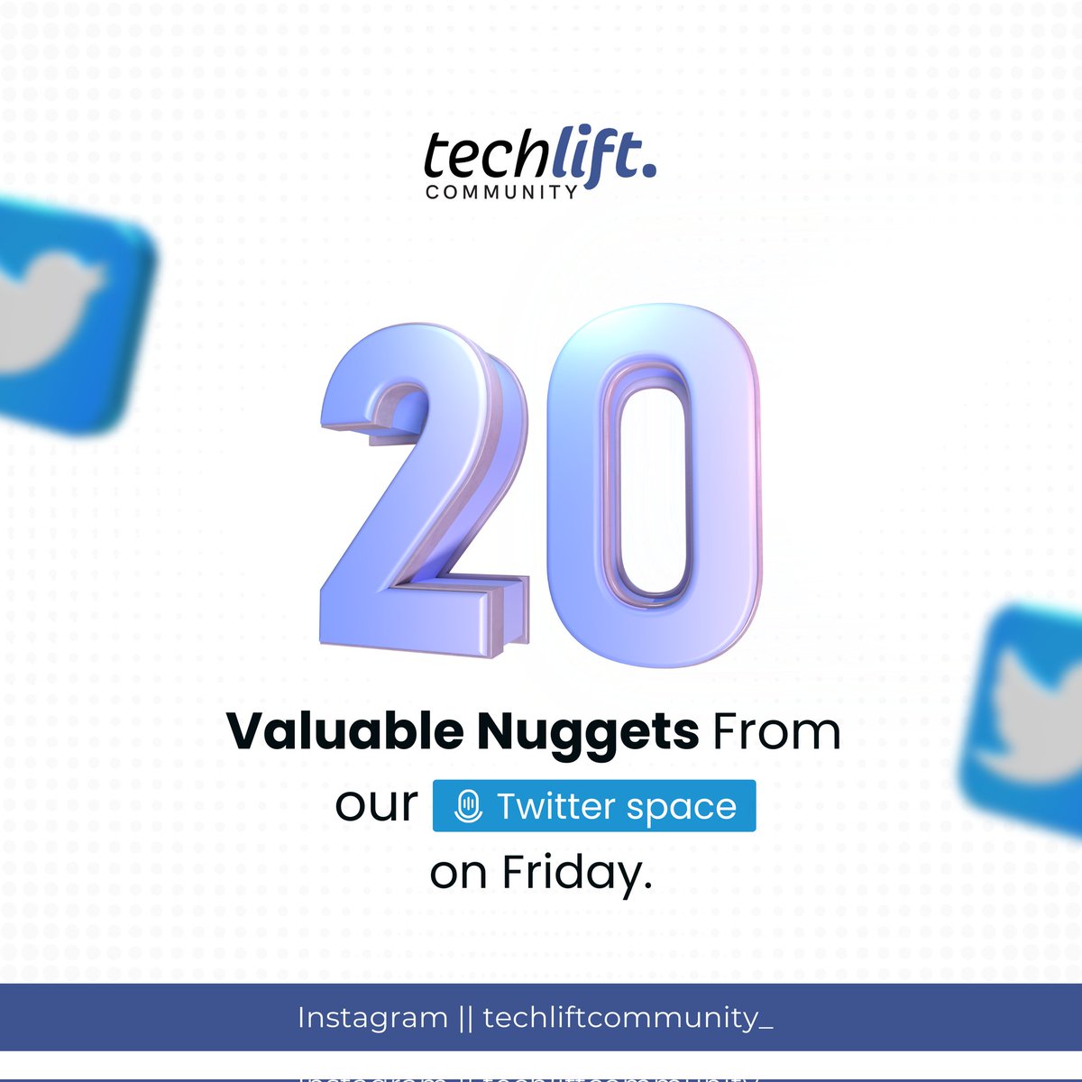 Techlift_'s tweet image. 20 Valuable Nuggets From Our Twitter Space On Friday 

We want to express our gratitude to you for accepting our invitation and joining us at our Twitter Space last week Friday 16 Jume at 7pm.
#TechliftCommunity 
 
#Techlift #TechliftLagos #TechLiftNigeria