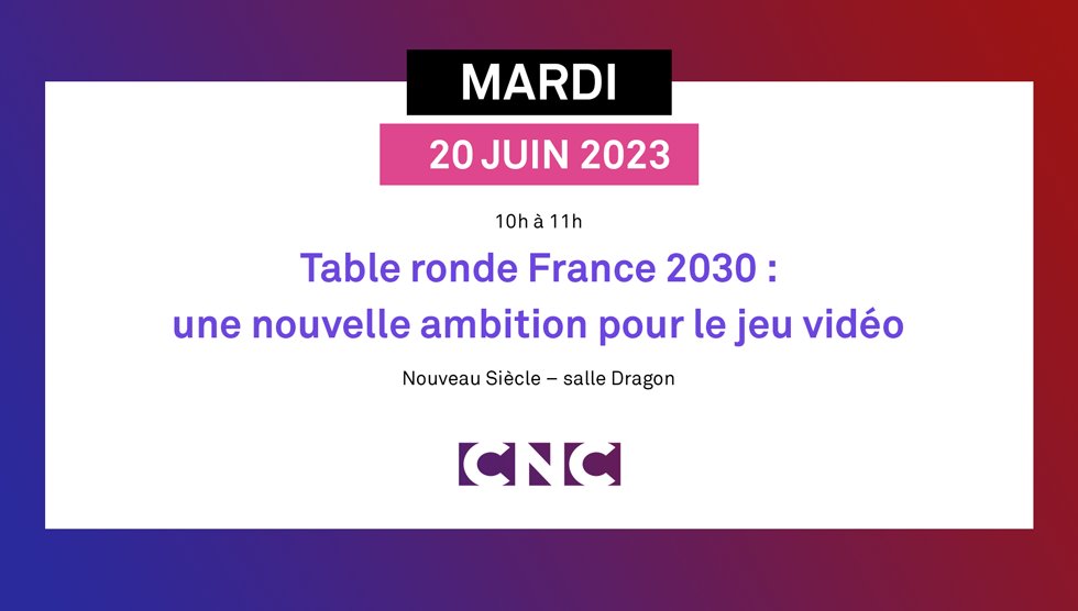 #GameCamp 20 juin
Table ronde "#France2030 : une nouvelle ambition pour le jeu vidéo"
Avec :
Mathieu Giannecchini, <a href="/simplonco/">ok</a>
<a href="/DONTNOD_Oskar/">Guilbert Oskar</a>, <a href="/DONTNOD_Ent/">DON'T NOD</a>
@audreyleprince, <a href="/thegamebakers/">The Game Bakers</a>
Jean-philippe Ourry, <a href="/isartdigital/">ISART Digital</a>
Mathilde Yagoubi-Thery, <a href="/GameOnlyFr/">Game Only</a>

Animateur : <a href="/JeanZeid/">Jean Zeid</a>