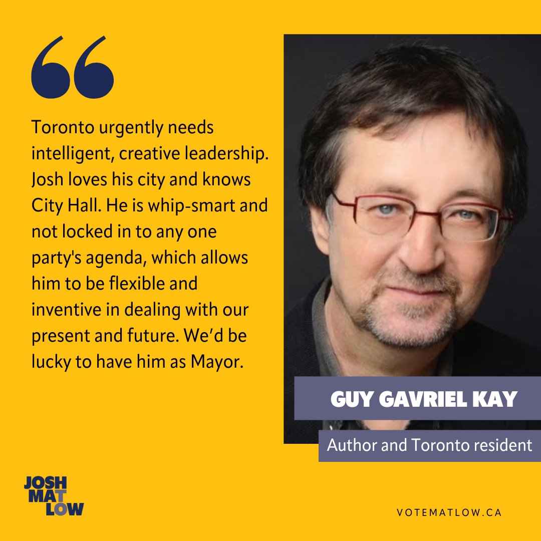Josh Matlow (@joshmatlow) on Twitter photo I am so deeply grateful for Guy Gavriel Kayโs support. <a href="/guygavrielkay/">Guy Gavriel Kay</a> is a Canadian treasure. Heโs a beloved, international best-selling author and is passionate about our city. He is family. Thank you, Guy! I am so deeply grateful for Guy Gavriel Kayโs support. <a href="/guygavrielkay/">Guy Gavriel Kay</a> is a Canadian treasure. Heโs a beloved, international best-selling author and is passionate about our city. He is family. Thank you, Guy!