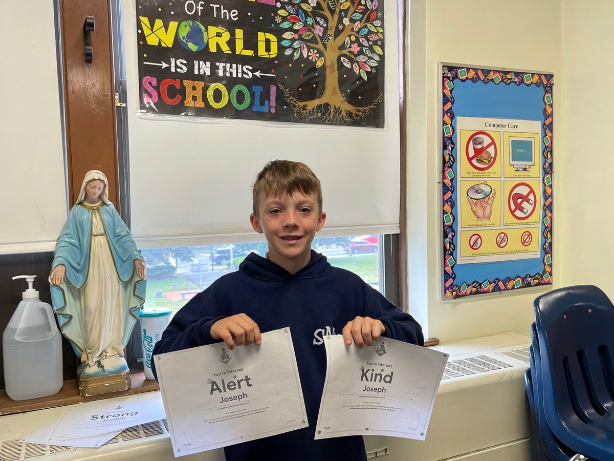 SMHschoolMilton's tweet photo. SMH–Faith, Excellence, Service! Joseph was awarded Internet Awesome Status because he has proven to be Internet Alert, Kind, Smart, &amp; Strong! @bostoncathsupt @csoboston @csfboston #BostonCatholicSchools #rcabschools #ArchdioceseOfBoston #ArchdioceseOfBostonCatholicSchools https://t.co/JcGC4rshiB