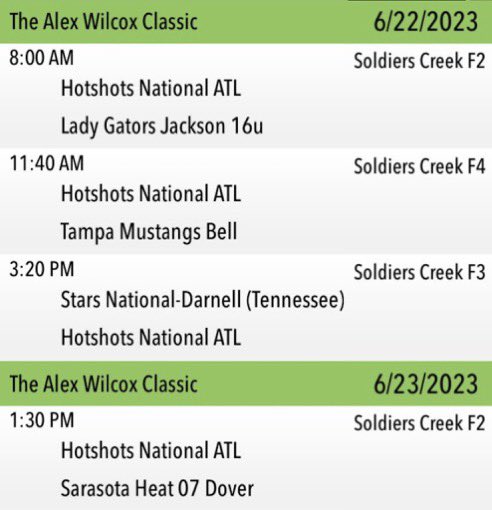 mckay_ab's tweet photo. Coaches come on out and watch the
@HotshotsNATL 16u compete at the Alex Wilcox Classic in Florida.
#bangbang #wemakingnoise https://t.co/BBvrXWGOFl