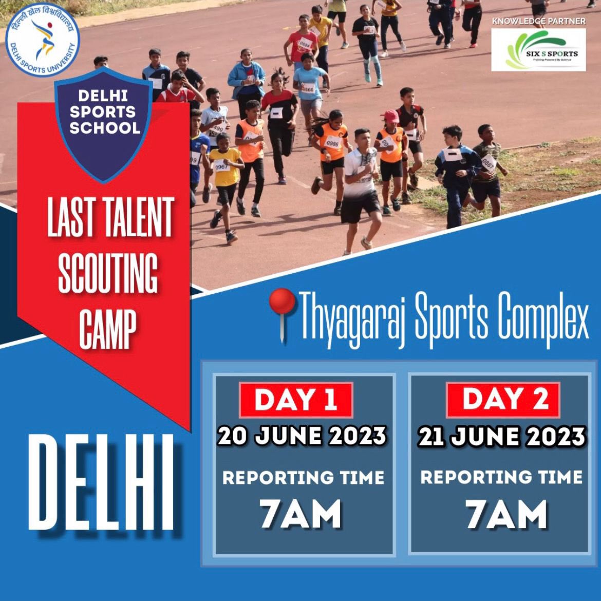 Don't miss out on this last chance to showcase your skills and grab your seat in the first Delhi Sports School!🏫 On spot registrations will be open till 12 noon on both days. 🏆🥇. *Kindly note that Round 1 results and details of Round 2 will be declared after the delhi camp.