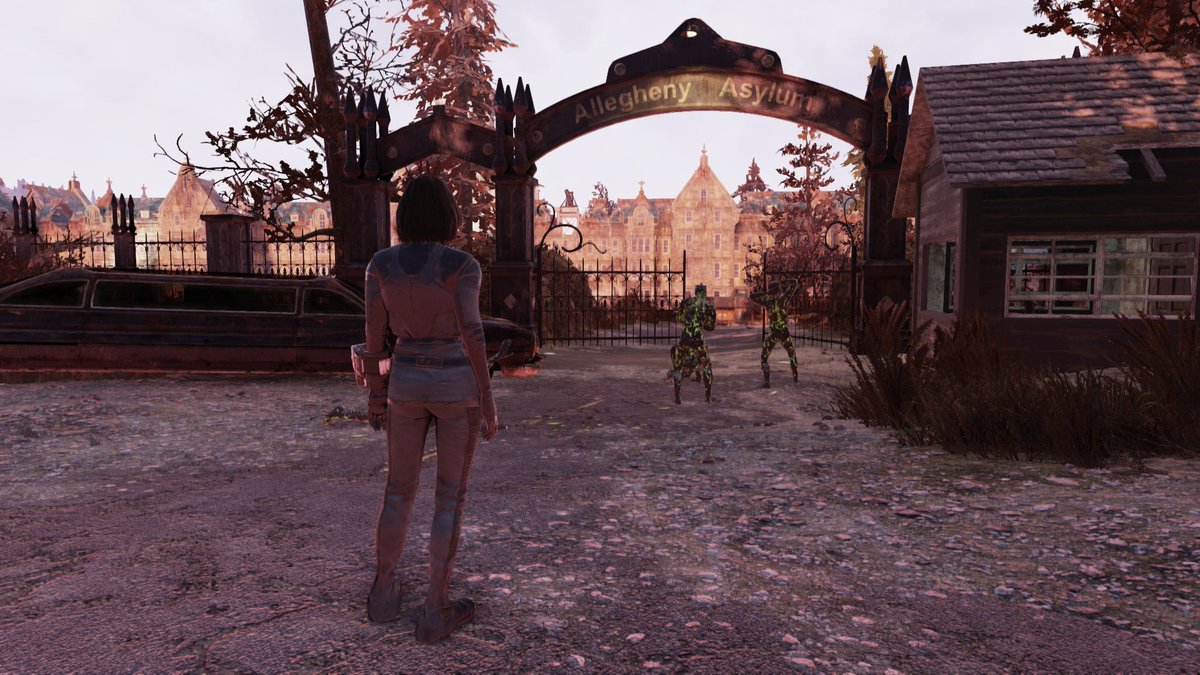 During her hike towards Watoga, her path took her by the old insane asylum the Brotherhood had once used as a base. If she was going to find supplies for her trip she would find them here #Fallout76RP #FalloutRP #Fallout