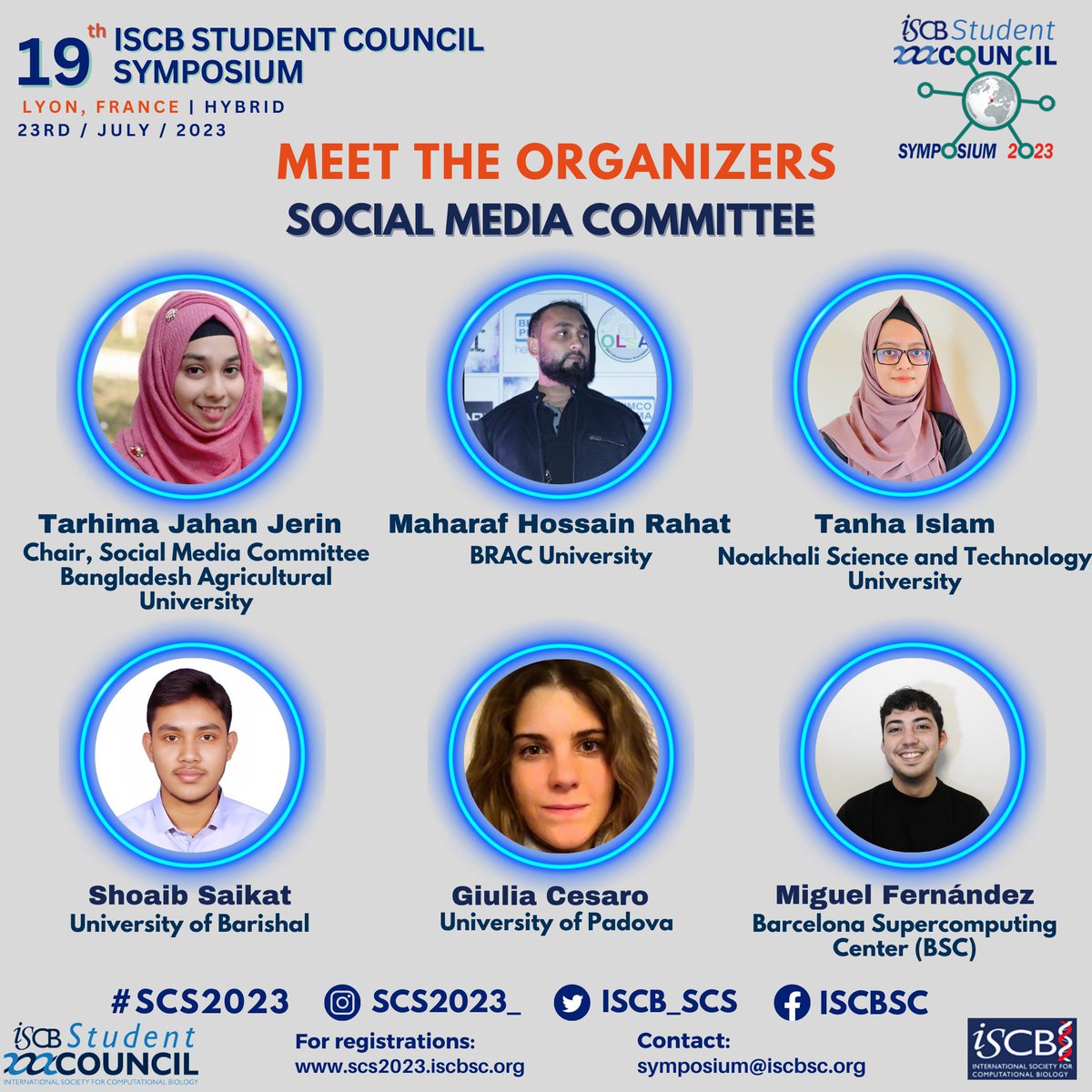 Let’s meet esteemed committee members who are shaping the upcoming #SCS2023

Without their tireless efforts, the symposium would not have been possible

🔥Stay tuned for the updates SCS2023

🔗Register here: scs2023.iscbsc.org/Registration

#Bioinformatics #Conference #Committee #ISCB