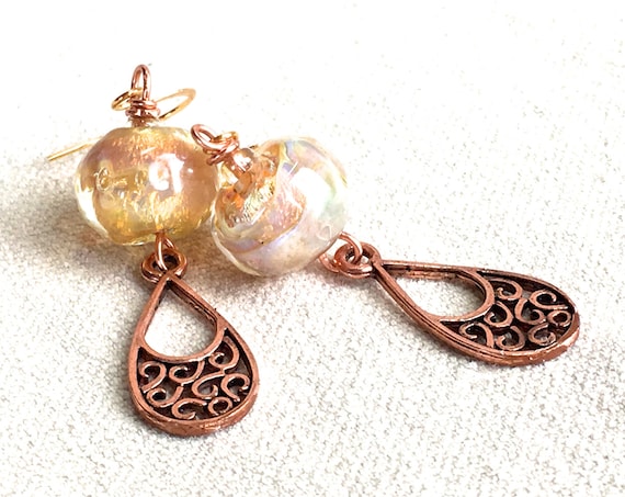 Bohemian Copper Earrings, fire tinyurl.com/y2flw9sq via @EtsySocial #zencatpottery #etsysocial #BohemianCopper #CopperEarrings