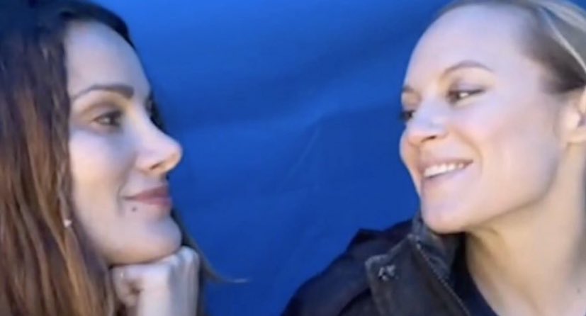 'they're insane for this' and it's stefania spampinato and danielle savre looking at each other