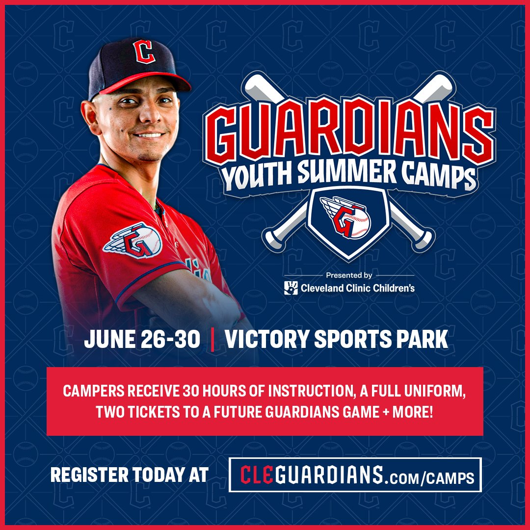 Don't forget - the Cleveland Guardians Youth Baseball Camp will be hosted at Victory Park and we are still accepting sign ups! Did we mention that a former or current Guardians player will make an appearance at the camp too?! Sign up here: https://t.co/p7XnwSMBrM https://t.co/0nibiYMEdw