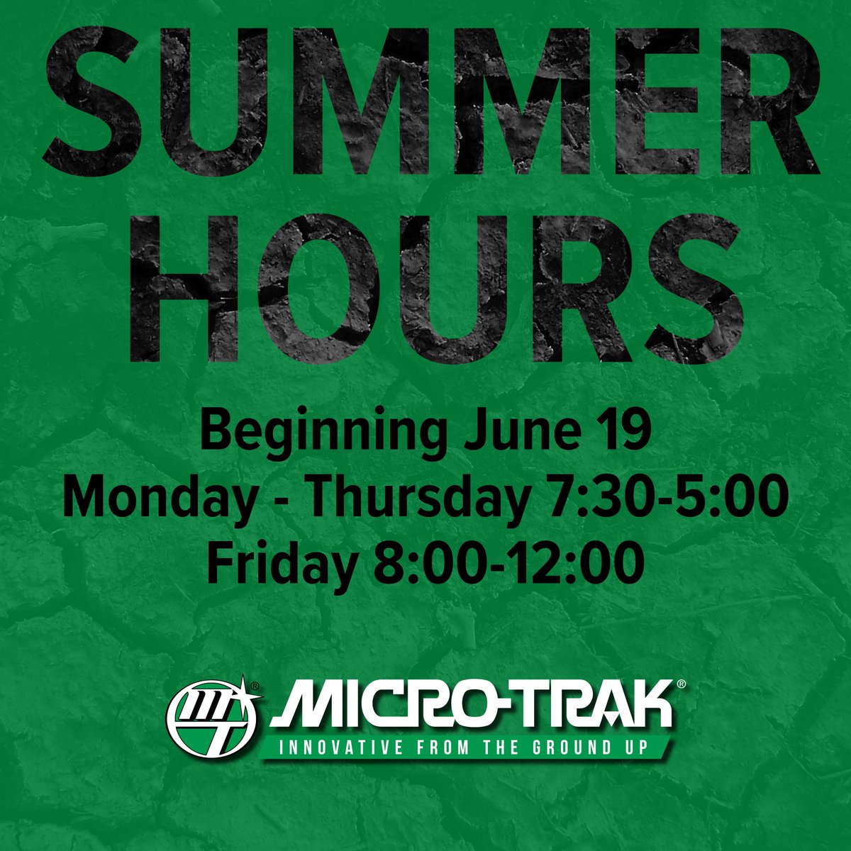 Just an FYI to all our clients: Micro-Trak employees began summer hours today to take advantage of Minnesota's warm weather season!

#microtrak #summerhours https://t.co/AafWg2GpQm