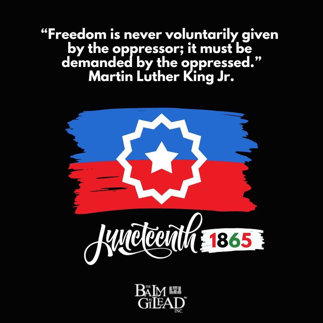 On this Juneteenth holiday, remember to never stop demanding!

#Juneteenth #freedom #equality #opportunity #healthdisparities #Healthcare #blackhealth #blackchurch #neversettle #martinlutherkingjr