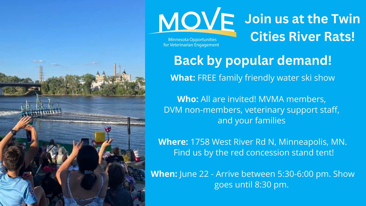 All veterinary professionals and families are invited to come out for a night of action packed themed water skiing this Thursday! The event is completely free with beverages and a meal at the concession stand on us.

More information and RSVP: fb.me/e/1hP18h0Be