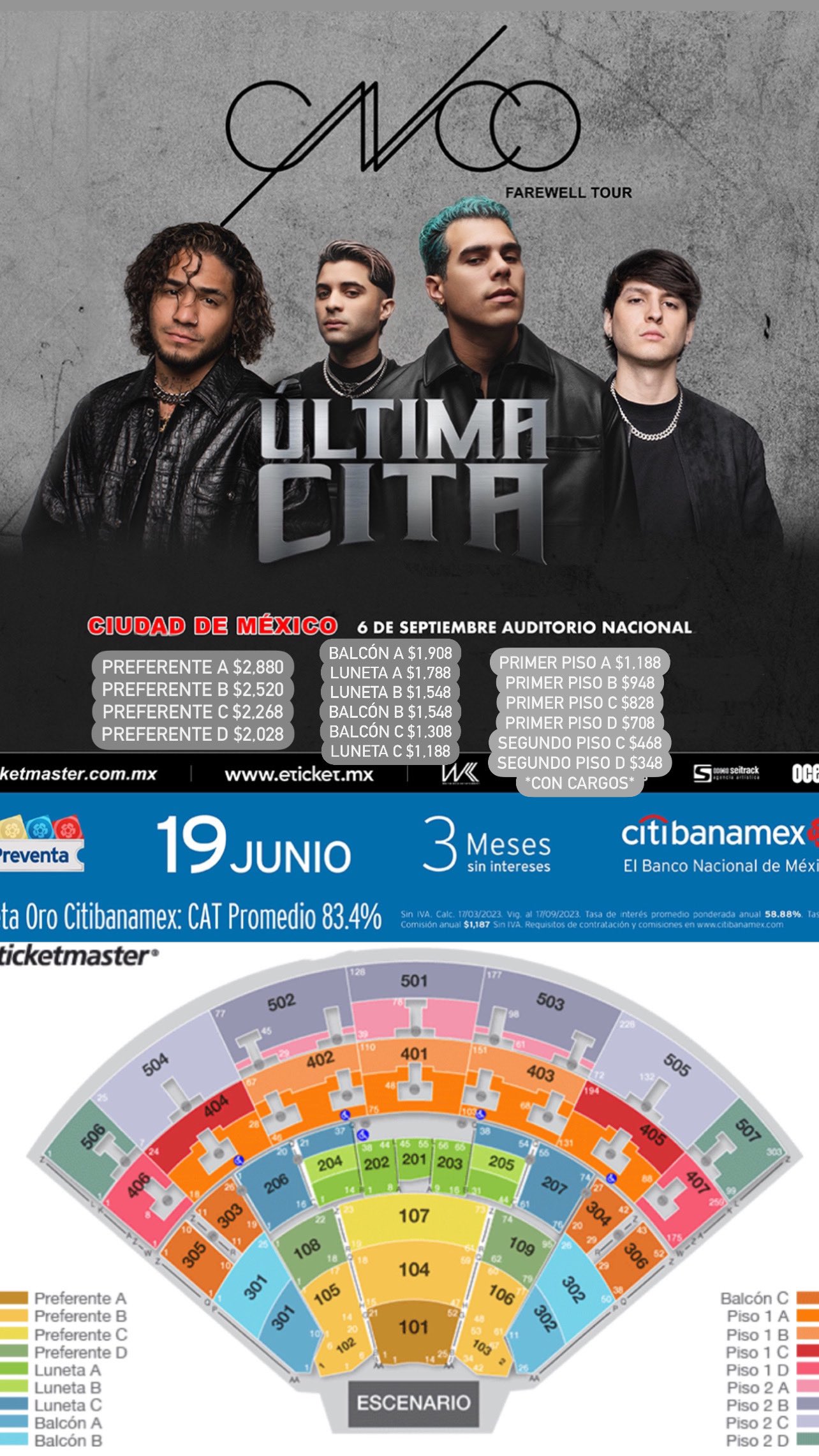 皿 on Twitter: "CNCO 🎙️ Ultima Cita Farewell Tour 🎟️ Preventa