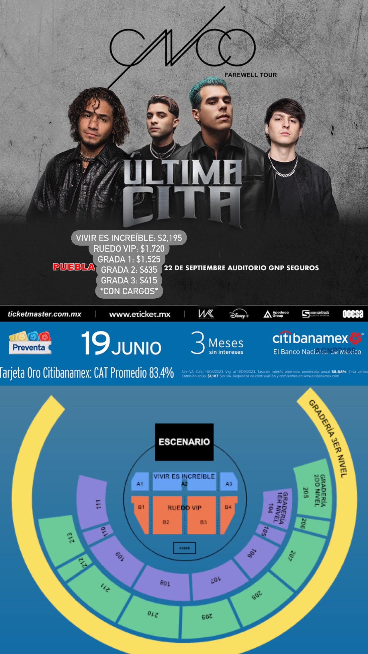 皿 on Twitter: "CNCO 🎙️ Ultima Cita Farewell Tour 🎟️ Preventa