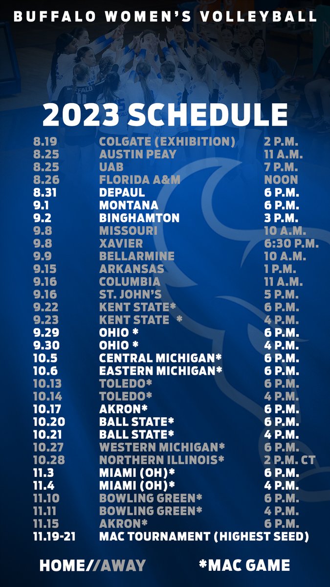 ubvolleyball's tweet photo. Our 2023 schedule is out!๐คฉ Itโs just 61 days until the Bulls hit the court in August !๐ค๐ผ
#universityatbuffalo #UBhornsUP #ubvb https://t.co/AKEFi8lud6