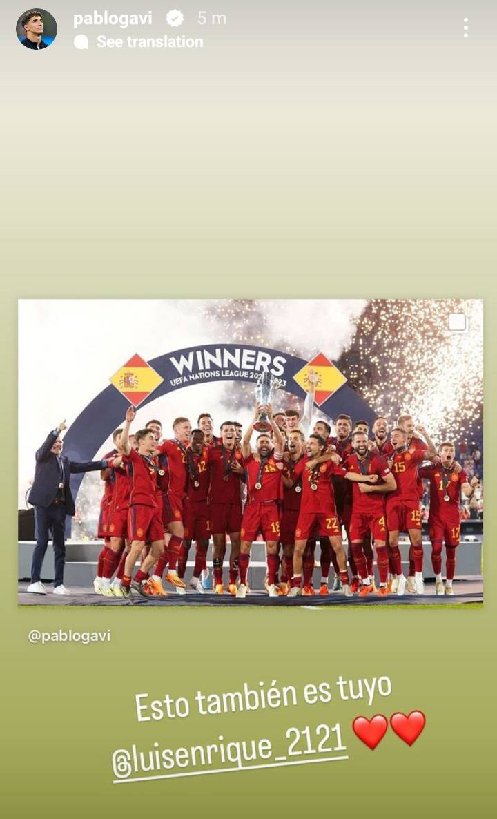 📲 | Gavi on IG: 'This is yours too (Luis Enrique)' 🇪🇸❤