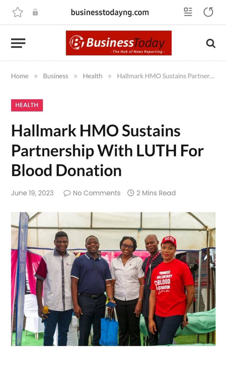 BabyHondy's tweet image. Hallmark HMO (@HallmarkHmo) sustains partnership with LUTH For Blood Donation. 
#HallmarkHMO

businesstodayng.com/hallmark-hmo-s…