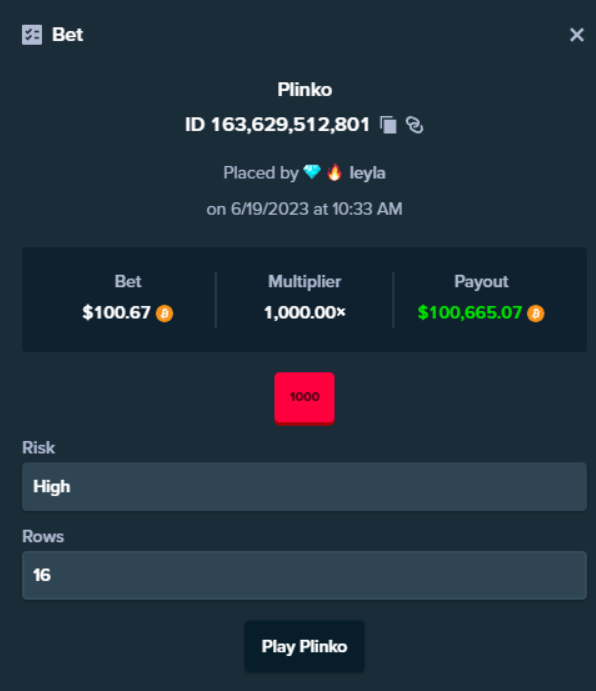 YOOOO WTF I JUST GOT MY BIGGEST PLINKO HIT EVER !!! THANK YOU <a href="/Stake/">Stake.com</a>  😍💙