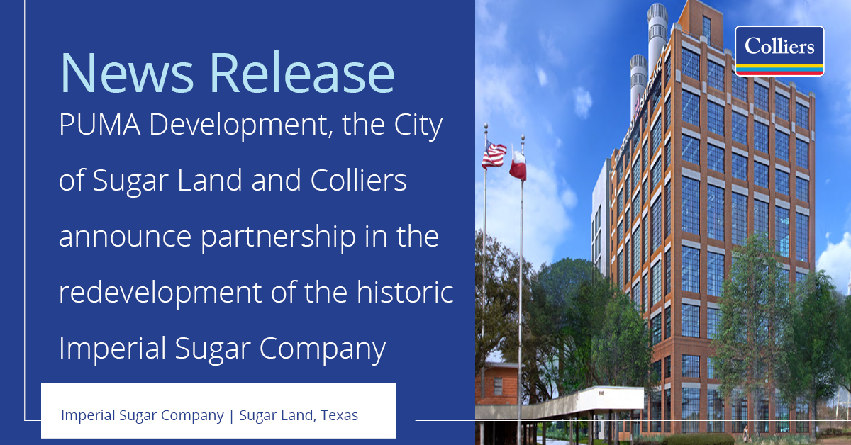 Colliers_TX's tweet photo. PUMA Development, the City of Sugar Land and Colliers are pleased to announce their partnership with the redevelopment and retail leasing of the historic Imperial Sugar Company site in Sugar Land, Texas... #SugarLand #ProjectSugar #Retail #ImperialSugar https://t.co/uMC9vEMBTs https://t.co/qxfQ68xCz0