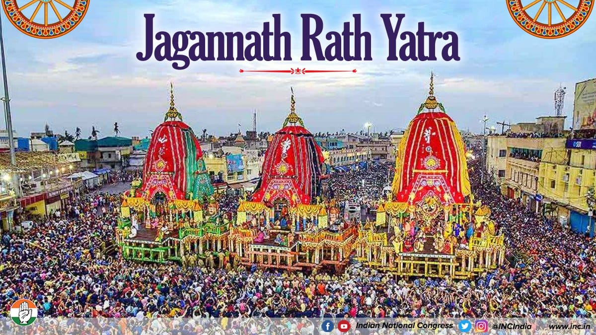 The Congress family wishes you all, a very blessed Rath Yatra of Puri.

May Lord Jagannath shower us with peace, prosperity & progress.

‘jagannāthaḥ svāmī nayana-patha-gāmī bhavatu me.’