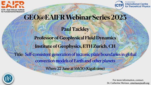 🔹Self-consistent generation of tectonic plate boundaries in global convection models of Earth and other planets. 📅 22 June 2023, 16:30 (GMT+2) 👨‍🔬 Prof Paul Tackley (@ETH_ERDW,@eth_en ) 📍 Register online: us02web.zoom.us/meeting/regist… ▶️ eaifr.ictp.it/events/geo-eai…
