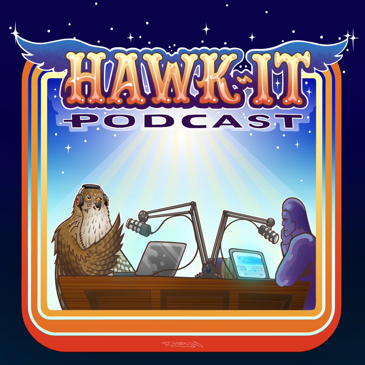 🔥A pleasure to create a new #logo and #podcast cover for Amit of the @hawkitpodcast …go check his show out ~some great interviews! 

#art #artist #rmarx #design #illustration #hawk #HawkIt #interview #platform #nocoast #liveit #loveit #artlife #getsome 

EnJoY out there!
🔥😎🔥