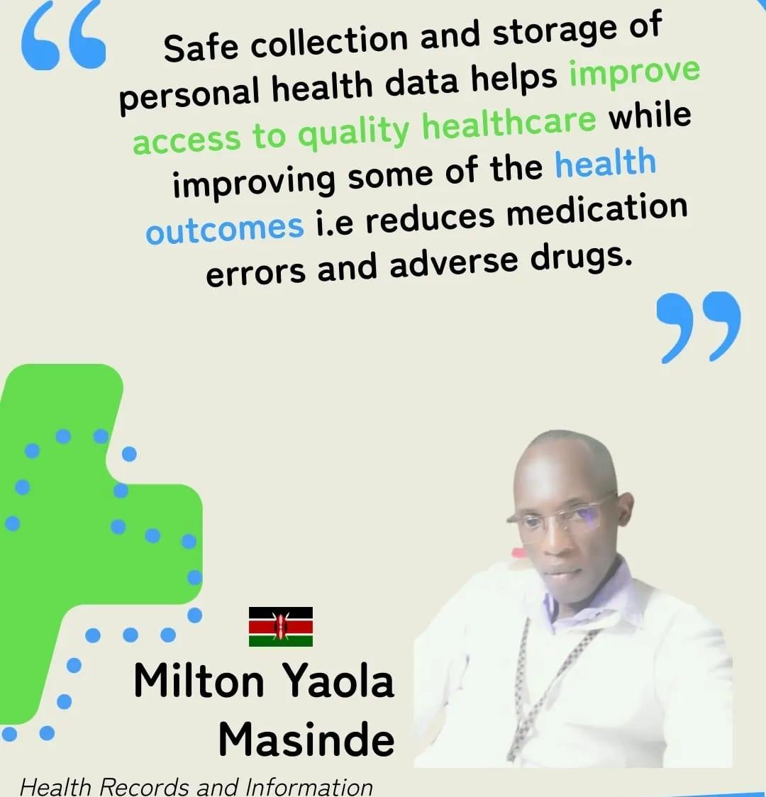Meet Milton Masinde, an HRI officer who emphasizes on safe collection and storage of personal health data.  Confidentiality has been a consumer's concern on digital health. Safe and properly used data improves consumer's confidence in the digital health

|#MydataOurHealthKE|