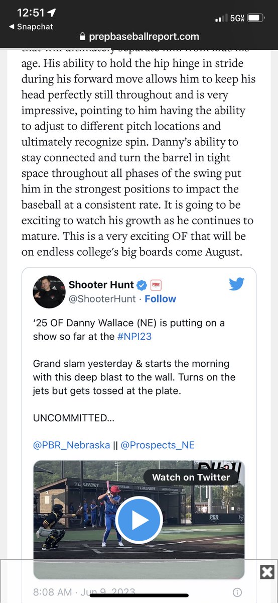 NEspect_28s's tweet photo. ‘25 CF @Dannywallace22 getting a little love from the #NPI23 as he moves into the Updated Top 200 players in the country. https://t.co/JgF39yrX59