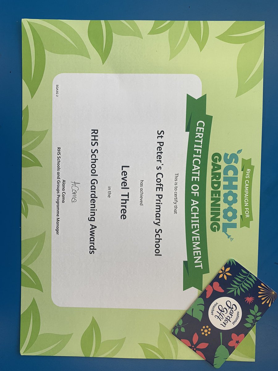 StPetersEarth's tweet photo. We finally have our level 3! We are looking forward to deciding how we are going to spend our voucher 🌟 @The_RHS @RHSSchools https://t.co/DHOYjfJmC2