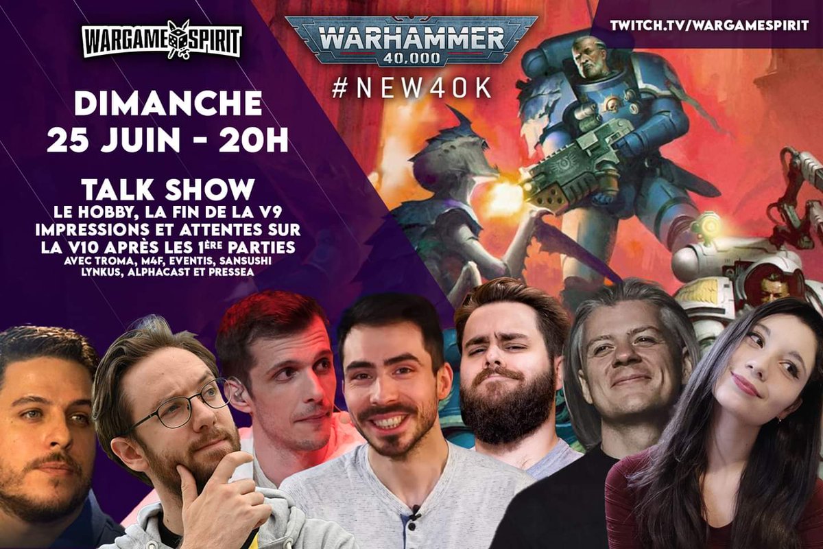 Un Talk Show autour du Hobby, de la fin de la V9 et de la V10, ça vous dit ?

Retrouvez Axel, <a href="/TromaFR/">Troma</a>, <a href="/M4fgaming/">M4f</a>, <a href="/EventisFr/">Eventis</a>, <a href="/sansushi/">sansushi</a>, <a href="/Lynkus_/">Lynkus 🎲</a>, <a href="/AlphaCastFR/">AlphaCast</a>, <a href="/Pressea_/">Pressea</a> (et peut-être des invités surprise 😏) le Dimanche 25 Juin à partir de 20h sur twitch.tv/wargamespirit 🔥
