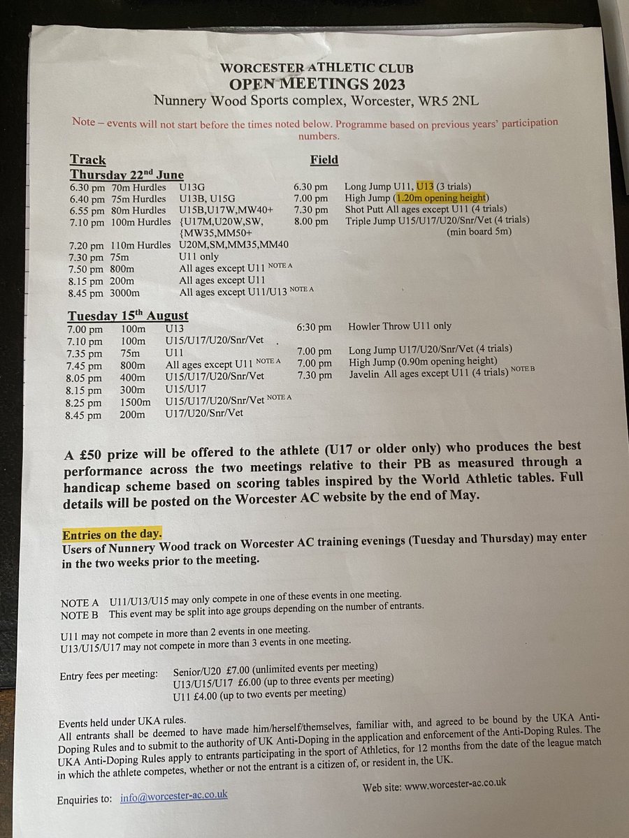 Worcester AC open meeting on Thursday