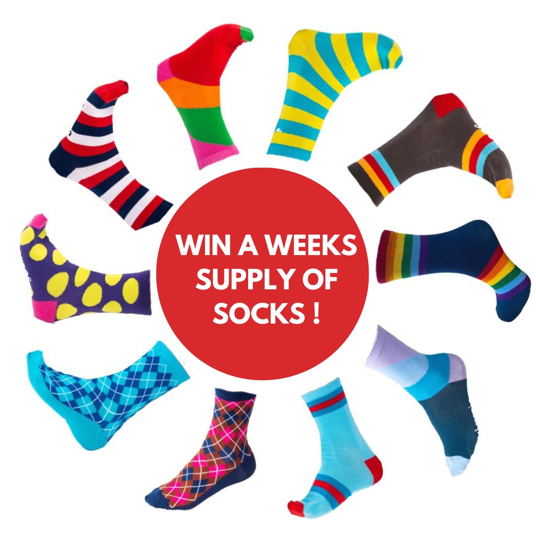 Are you tired of wearing the same old boring socks? If so, we've got you covered!

Win a weeks supply of socks!

To enter, all you need to do is:

1- like this post
2- tag a friend
3- share this post

The winner will be announced on Monday 26th June, good luck!