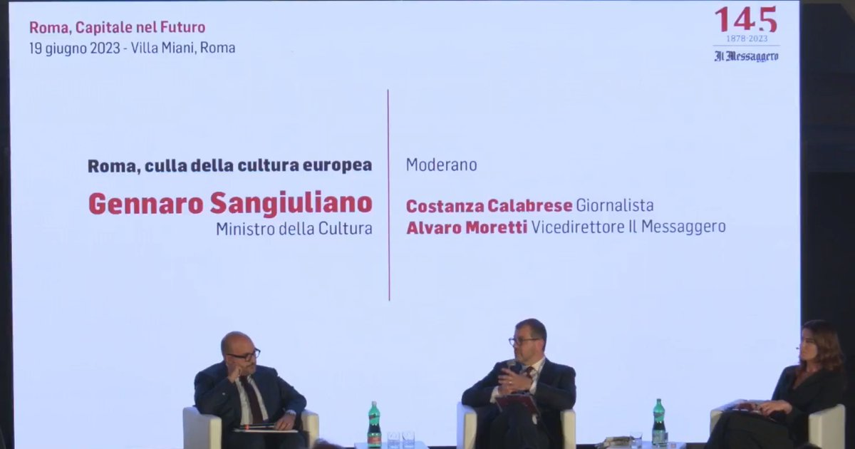 <a href="/MassimoAntone12/">Massimo Antonelli</a> <a href="/EY_Italy/">EY Italy</a> <a href="/lucacifoni/">Luca Cifoni</a> <a href="/UniCredit_IT/">UniCredit Italia</a> <a href="/GruppoCDP/">Cassa Depositi e Prestiti</a> <a href="/barbarajerkov/">barbara jerkov</a> <a href="/Gdellaposta/">Giovanna Della Posta</a> @InvImIt_Sgr <a href="/g_sangiuliano/">Gennaro Sangiuliano</a> <a href="/MiC_Italia/">Ministero della Cultura</a> 📺 Siamo in diretta anche su Facebook con Costanza Calabrese e <a href="/alvaromoretti/">Alvaro Moretti</a> #IlMessaggero145 #CondivisoDal1878 bit.ly/3qRcO1S