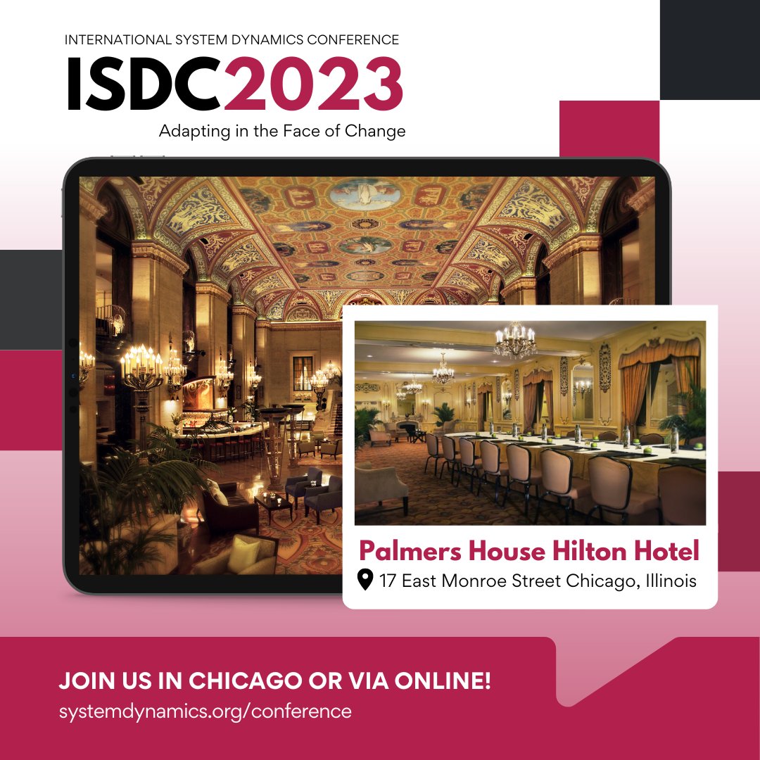 systemdynamics_'s tweet photo. π’ #ISDC2023 SPECIAL DISCOUNT βΆοΈ Save over $400 on rooms at Palmer House Hilton by booking with our special price!
π° Book with a discount: https://t.co/qL744F5yTU
#SystemDynamics #systemsthinking #conference #venue #joinSDS https://t.co/WLPXM25yOM