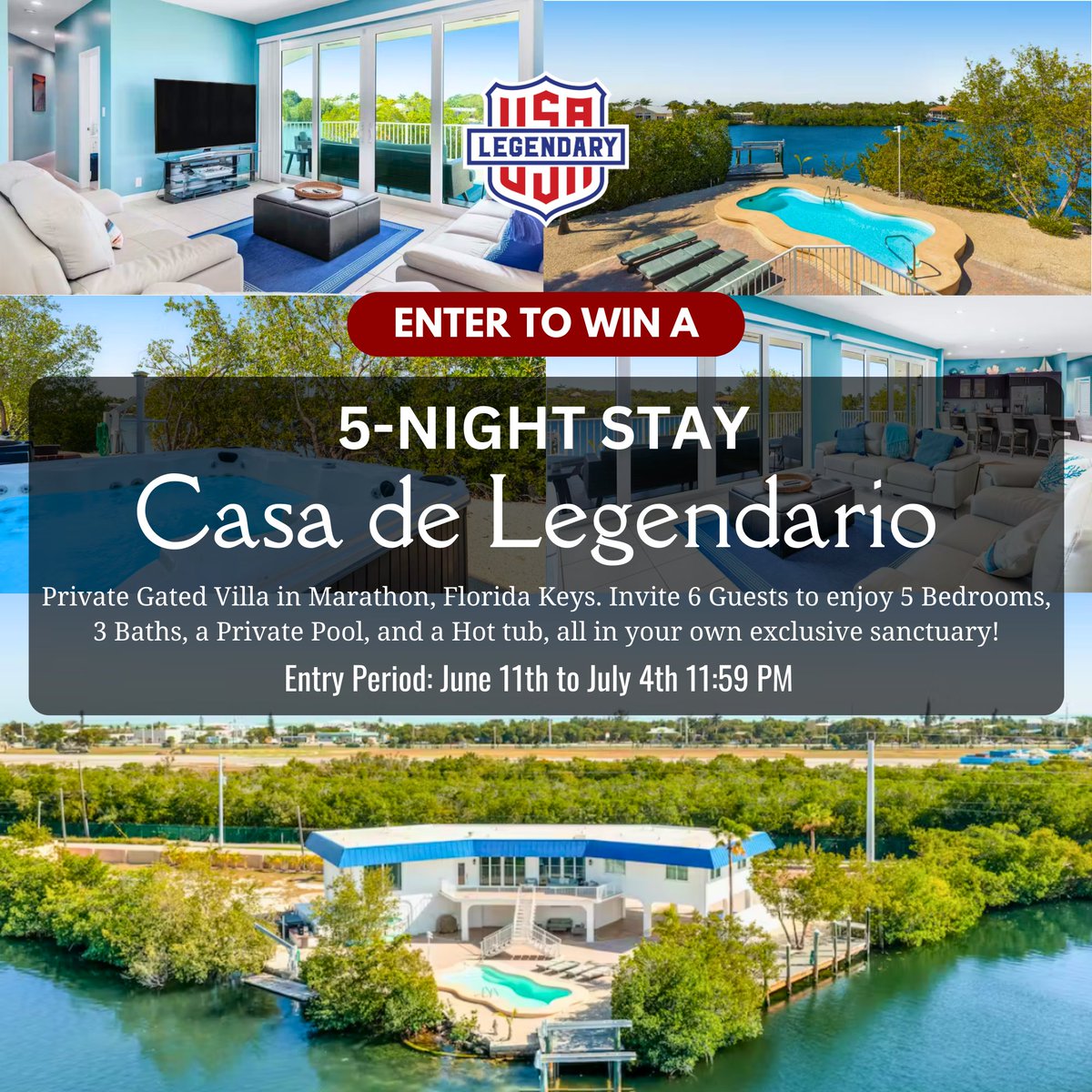 Enter to Win A 5 Night Stay at 'Casa de Legendario' in Marathon, Florida Keys legendaryusa.com/pages/win-a-5-… #LegendaryUSA #GiveawayAlert