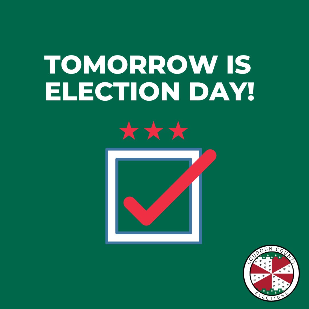 It is almost here! Election Day is tomorrow 6/20!

Be sure you know where you need to go and verify the location of your polling place: vote.elections.virginia.gov/VoterInformati…

#LoudounVotes