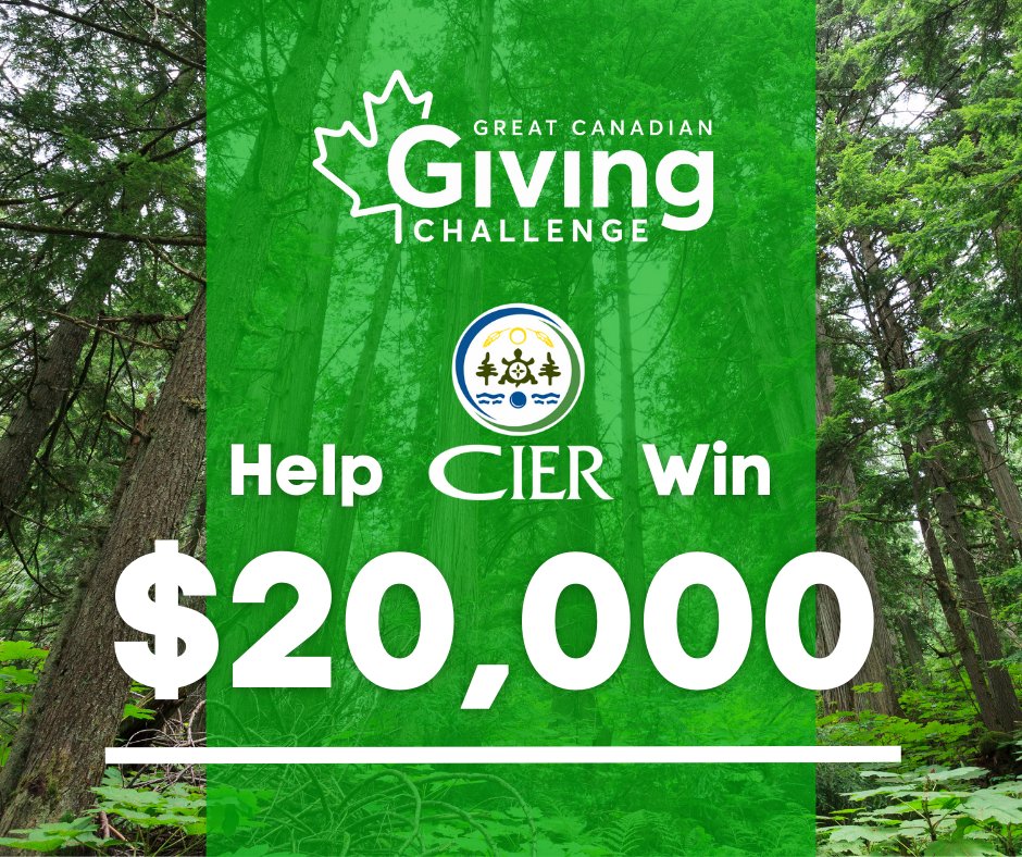 The #GivingChallengeCA is on until the end of June! #Donate to CIER this month to give us a chance to win $20k. Every $1 donated is a chance for us to win the grand prize to help support #Indigenous communities and protect the earth we share: ow.ly/Wovb50ORVGw #CanadaHelps