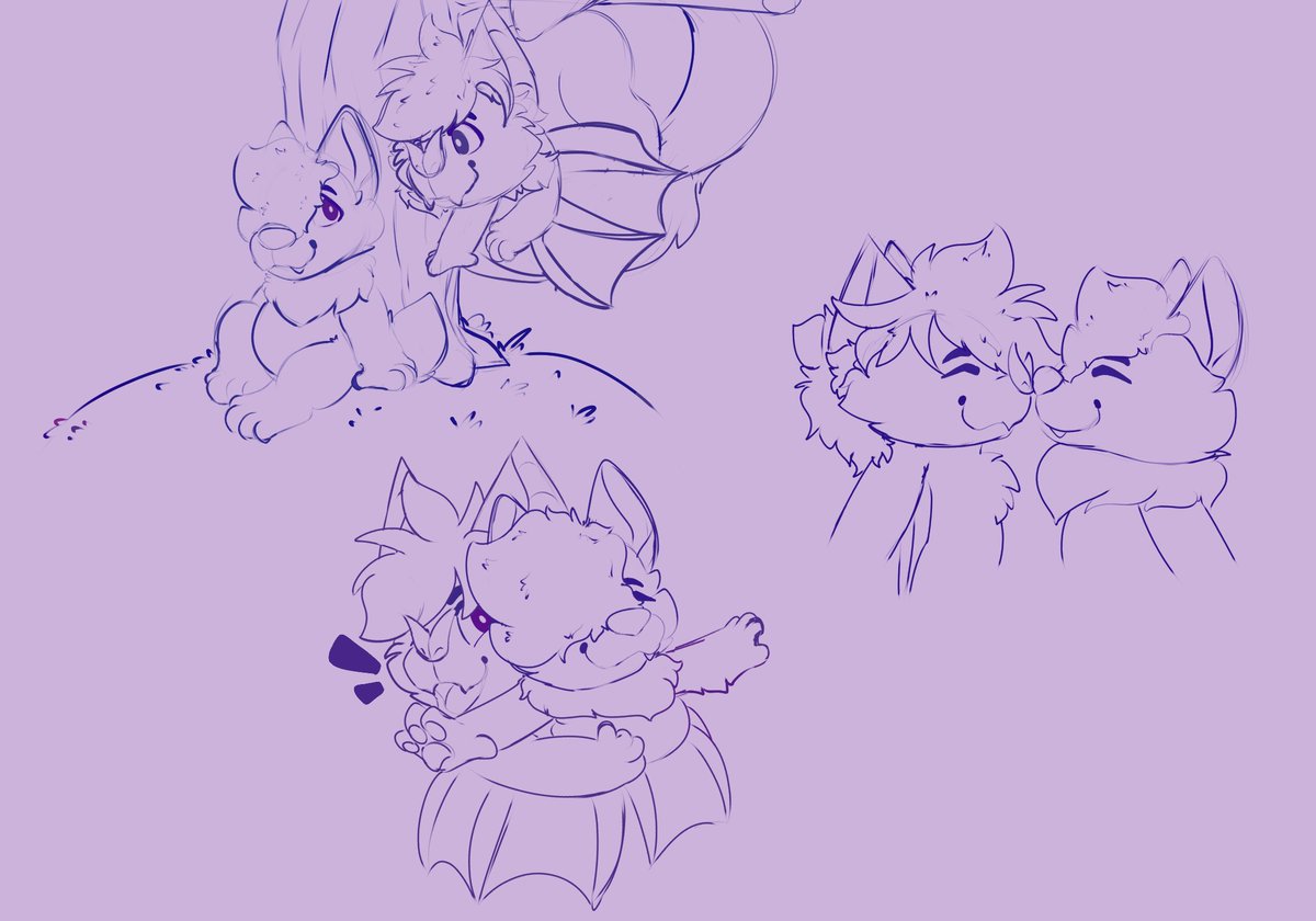 2 lil critters with crazy hair
Sketch page for a ko-fi subscriber ~w~