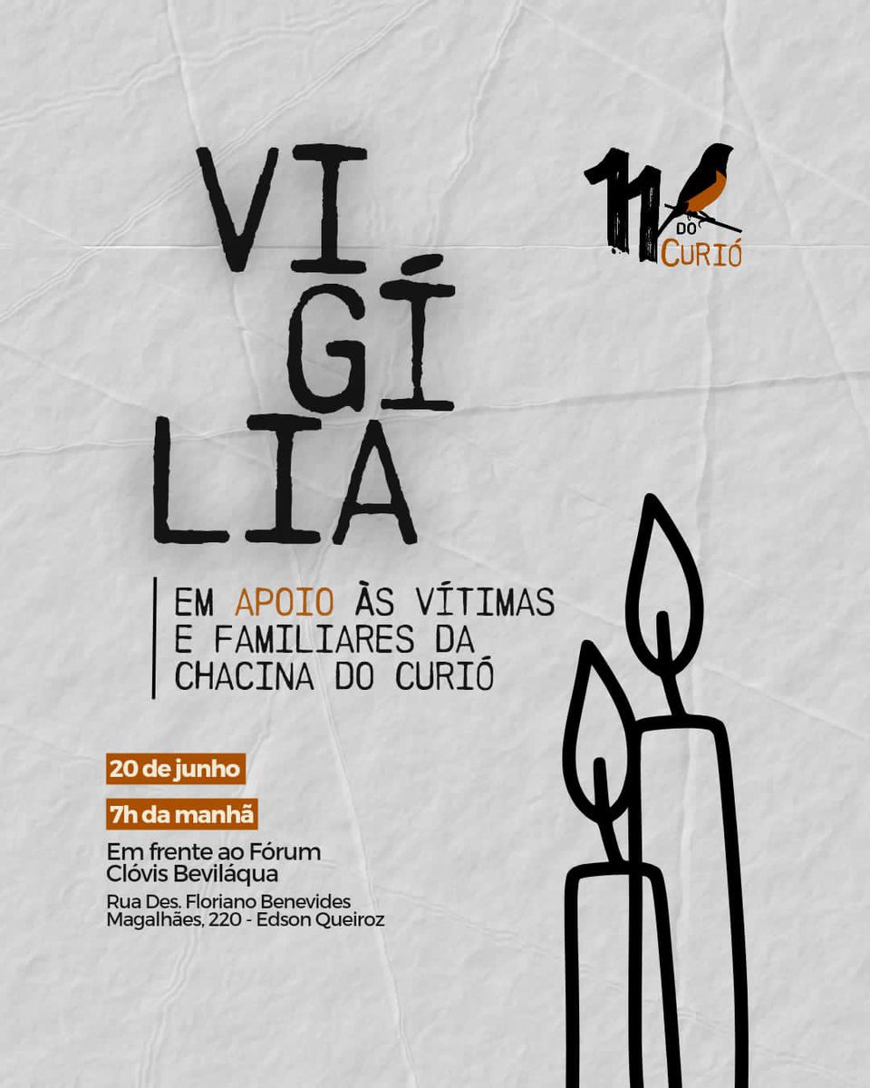 11docurio's tweet photo. Vigília em apoio às vítimas e familiares da Chacina do Curió. Orientações importantes >> https://t.co/bP2ya2KlWL
