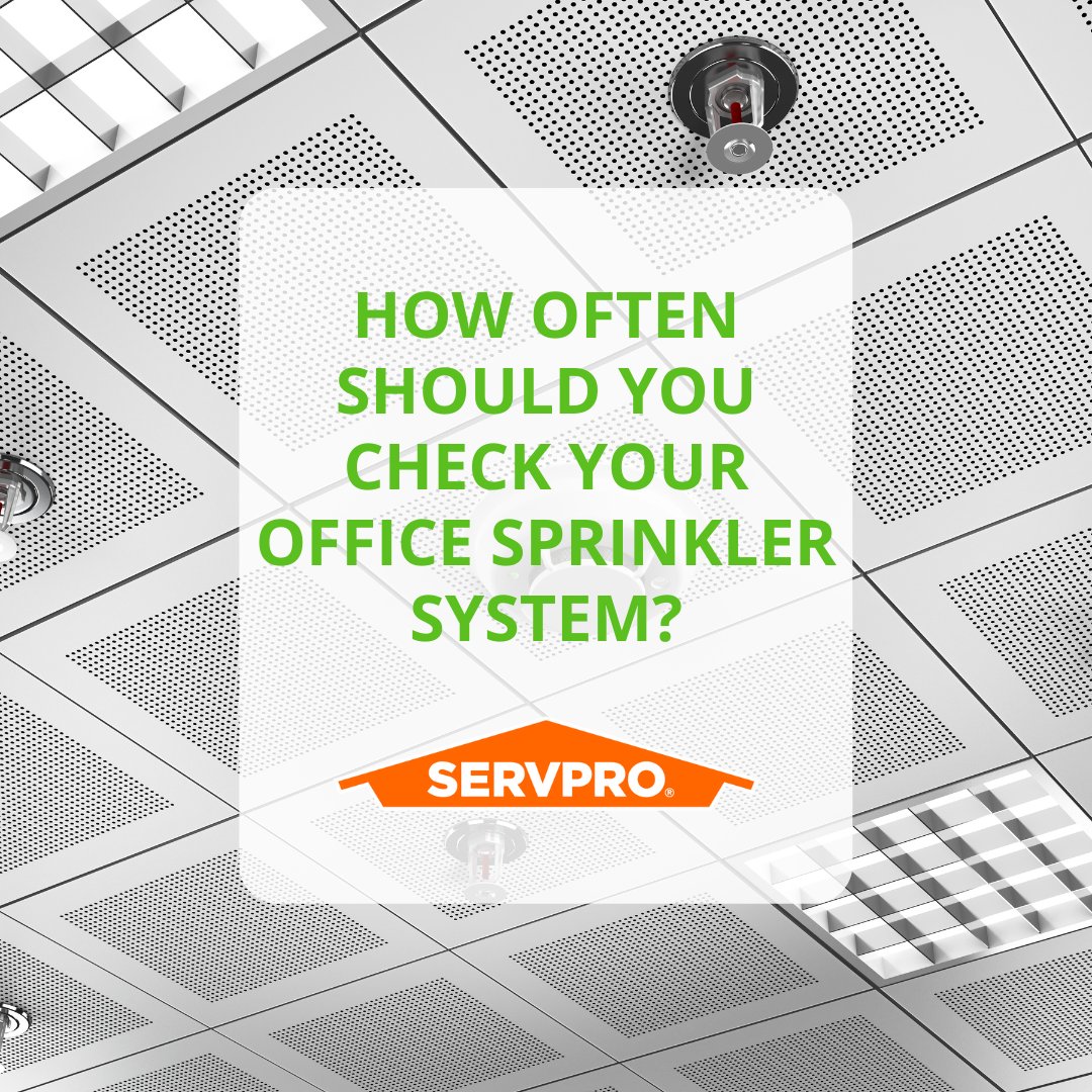 SERVPROnorthFL's tweet photo. Commercial building owners should check their office sprinkler systems regularly to ensure they are working properly and ready in case of a fire.

Read to learn more ➡️ https://t.co/kf5yLFnvda

#FireSafety #CommercialProperty #SERVPRO https://t.co/2RM30R1Ce1