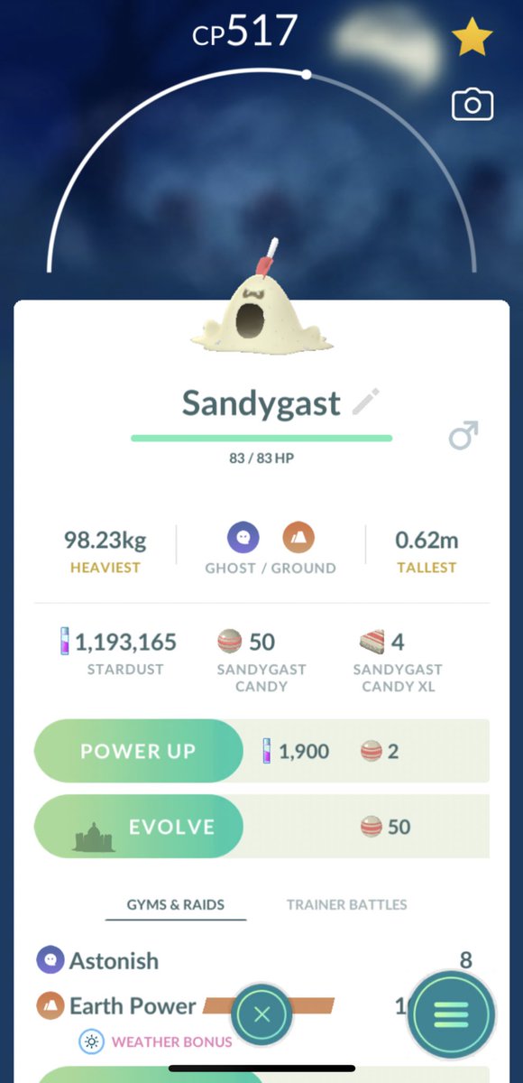 dj_higuma's tweet image. I evolved #Palossand from #Sandygast in #PokemonGo! Gotta catch 'em all!