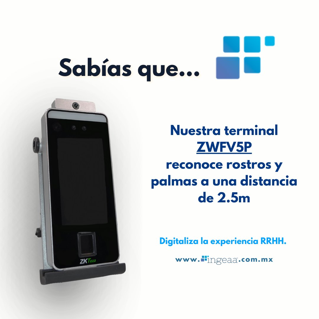 ingeaamexico's tweet photo. La Terminal ZWFV5P reconoce rostros y palmas de forma eficiente. Su diseño inteligente permite la identificación individual de la mano y precisión evalúa los marcajes con una distancia de hasta 2.5 metros.✅
#tecnologia #RRH #Acceso #sistemas #asistencia #asistenciatecnica https://t.co/1ME4JdljfC